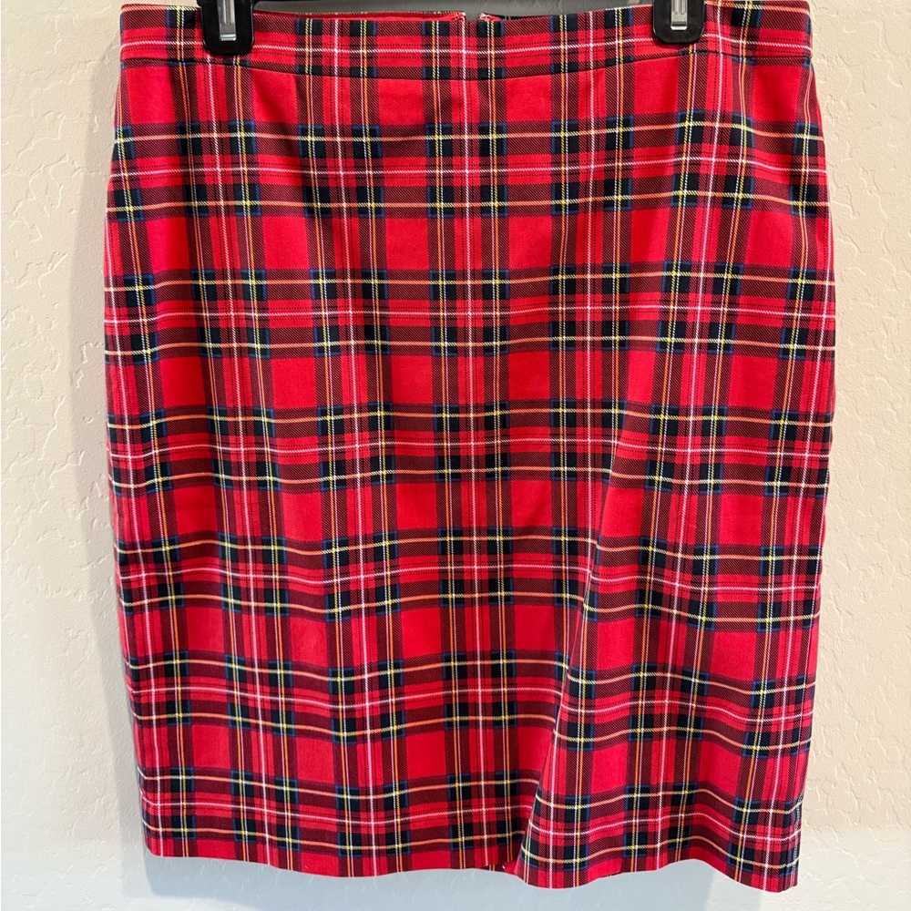 J. crew Factory Red Plaid Pencil Skirt